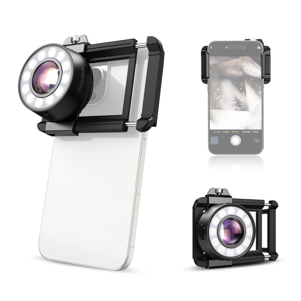 APEXEL APL-MS120 120X Mobile Phone Microscope Lens Observation Lens for Phone with LED Fill Lights
