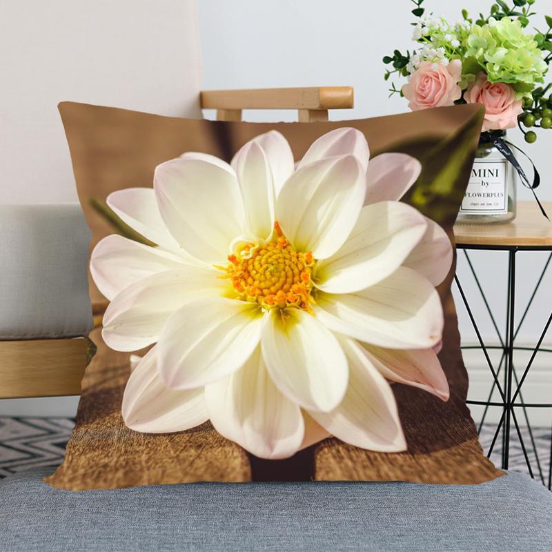 Наволочка с цветком георгина, декоративная наволочка для спальни, домашнего офиса, квадратная наволочка, мягкая
