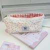 Lace Trim Pink Floral Pencil Bag Ins Style Cute Girls Stationery Organizer Large Capacity Pen Pouch School Office Supplies