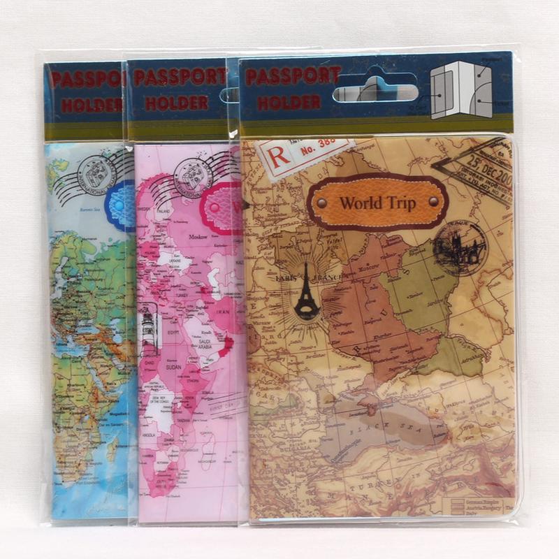 New World Trip Map Travel Passport Covers PVC Leather ID Card Bag Passport Holder Passport Wallets