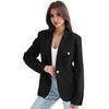 Women Suit Coat Lapel Long Sleeve Flap Pockets Suit Jacket Solid Color Single Button Office Lady Outwear
