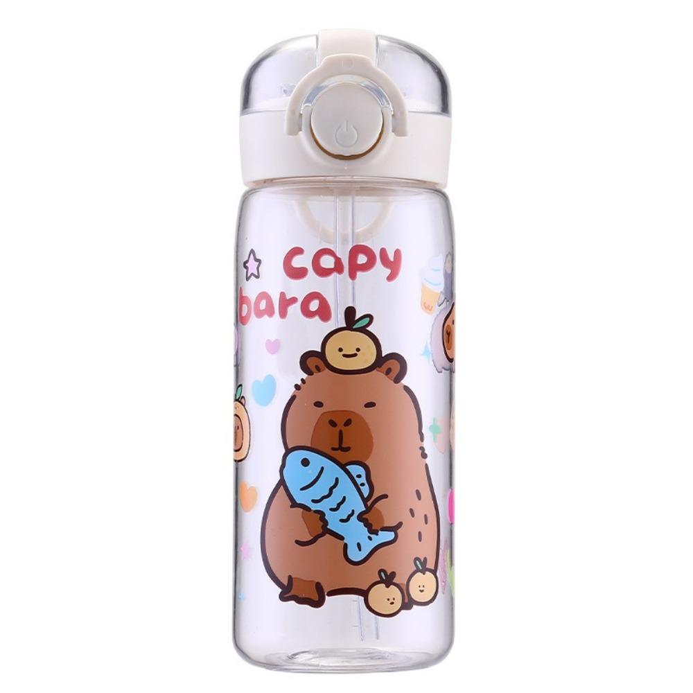 Transparent Capybara Water Bottle 400ml Plastic Water Bottle Cute Capybara Drinking Bottle Juice