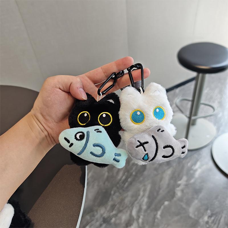 1 шт. Пищащая Милая Черно-Белая Плюшевая Кукла Кошка Маленький Подвеска Брелок Мультяшная Кукла Игрушка Подвеска Брелок Украшение для Сумки Детский Подарок