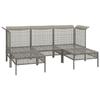 VidaXL Garden Lounge Set 5 Pcs with Cushions Grey Wicker, Outdoor Lounge Set, Furniture Set 319664
