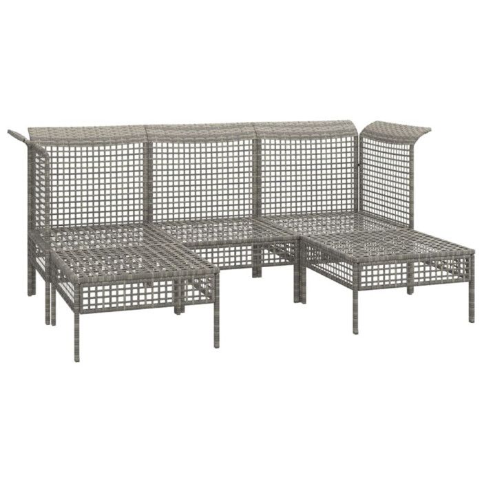 VidaXL Garden Lounge Set 5 Pcs with Cushions Grey Wicker, Outdoor Lounge Set, Furniture Set 319664