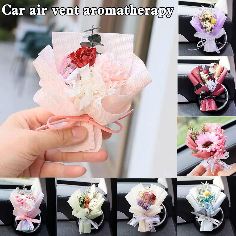 Dried Flower Car Air Freshener Car Air Outlet Aromatherapy For Girls Bouquet Auto Vent Clip Car Accessories Car Decoration