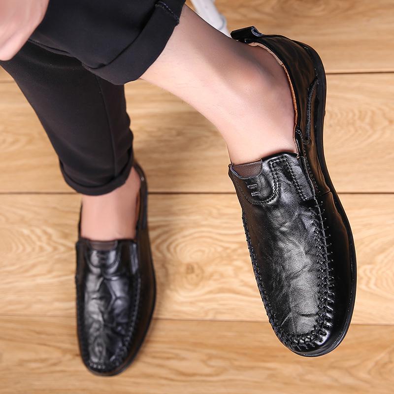 Повседневная обувь ручной работы. Мужские мокасины. Удобные кожаные туфли на плоской подошве. Мягкие кожаные лоферы38-47.