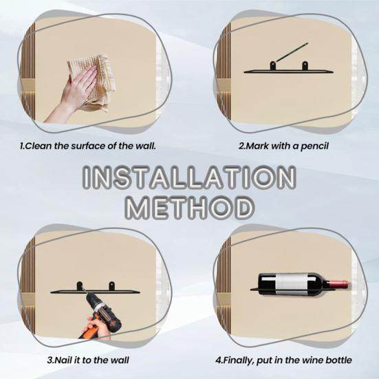 Металлическая стойка для винных бутылок Настенная винная стойка Барная винная полка Компактный органайзер для вина Подарок для любителей вина