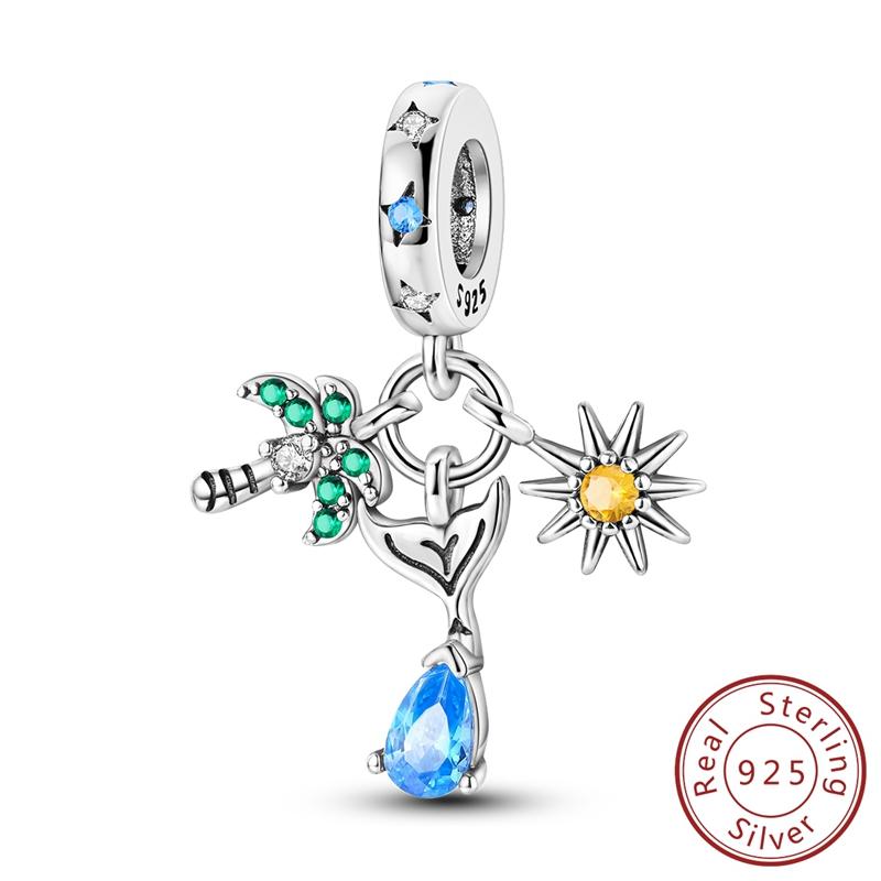 Настоящая медь Циркон Бабочка Дорожный кулон Шармы Бусины Подходят для оригинального колье-браслета Mula Женские украшения