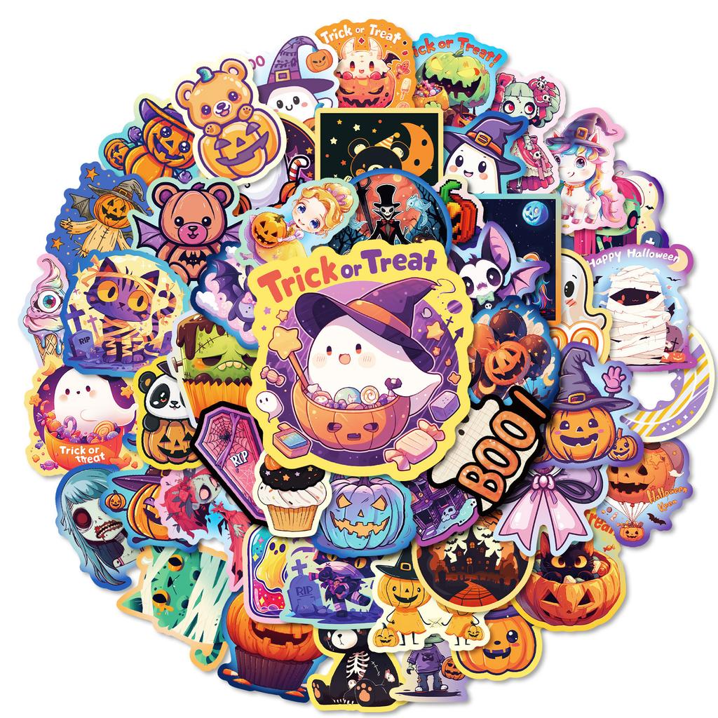 50-Pack Halloween Stickers - Vinyl Decals For Party Decor, Crafts & Scrapbooking