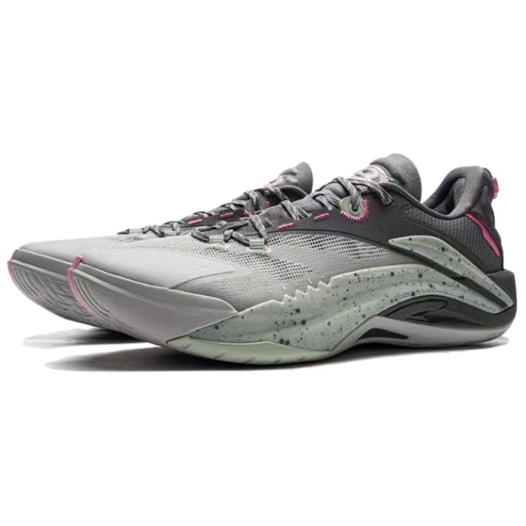 Li Ning износостойкие с поддержкой, упругим захватом, низкие, для уличного исполнения, баскетбольные кроссовки, мужские, серо-голубо-розовые, ABFV005-3