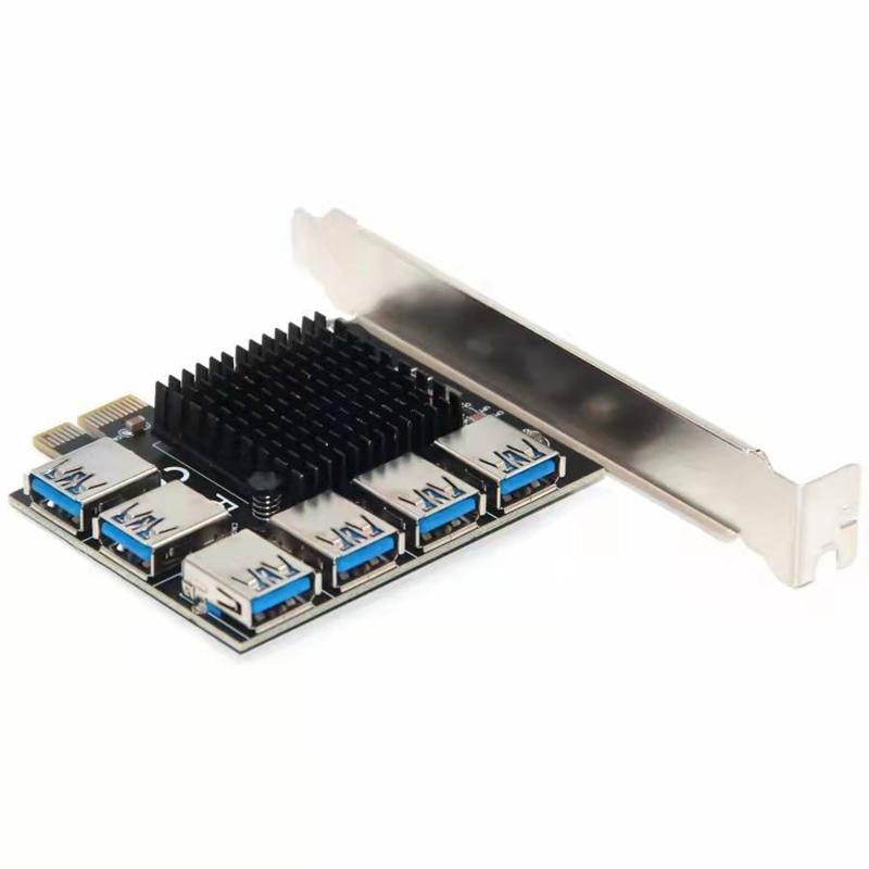 Адаптер PCI-E на PCI-E 1 к 6 слотам PCI-Express 1x на 16x USB3.0 Специальный Райзер карты PCIe Конвертер для Майнера