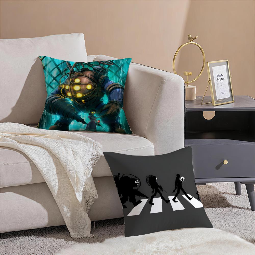 game scifi BBioshock IInfinite Cushion Cover Throw Pillow Cover Hidden Button Durable Polyester Chair Cushion