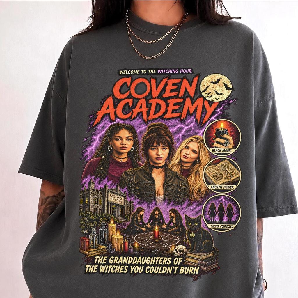 Comfort Colors Coven Academy Shirt, Granddaughters Of Witches, Briar Sasha Tegan, Halloween Witchy Tshirt