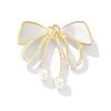 French Retro Imitation White Shell Bow Brooch Femininity Niche Design Corsage Light Luxury Suit Pin Accessories