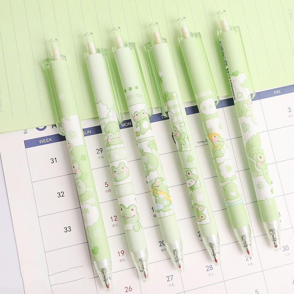 Press Student Stationery Push Gel Pen Sign Pen Neutral Pen Black Ink Pens Frog Manual Gel Pens