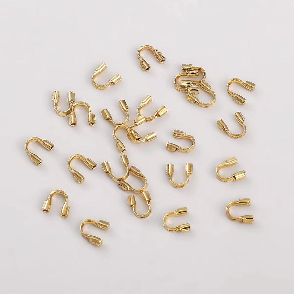 100Pcs U Shape Wire Protectors Loops 14/18K Gold Plating Connector for Jewelry Jewelry