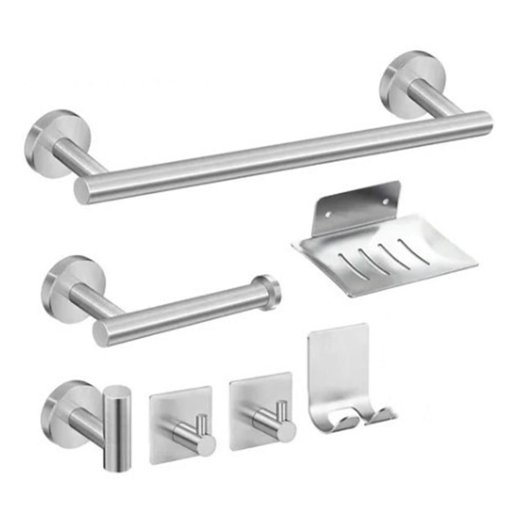 7 Piece SUS304 Stainless Steel Bathroom Hardware Kit Wall Mounted Towel Rack  Home Organization