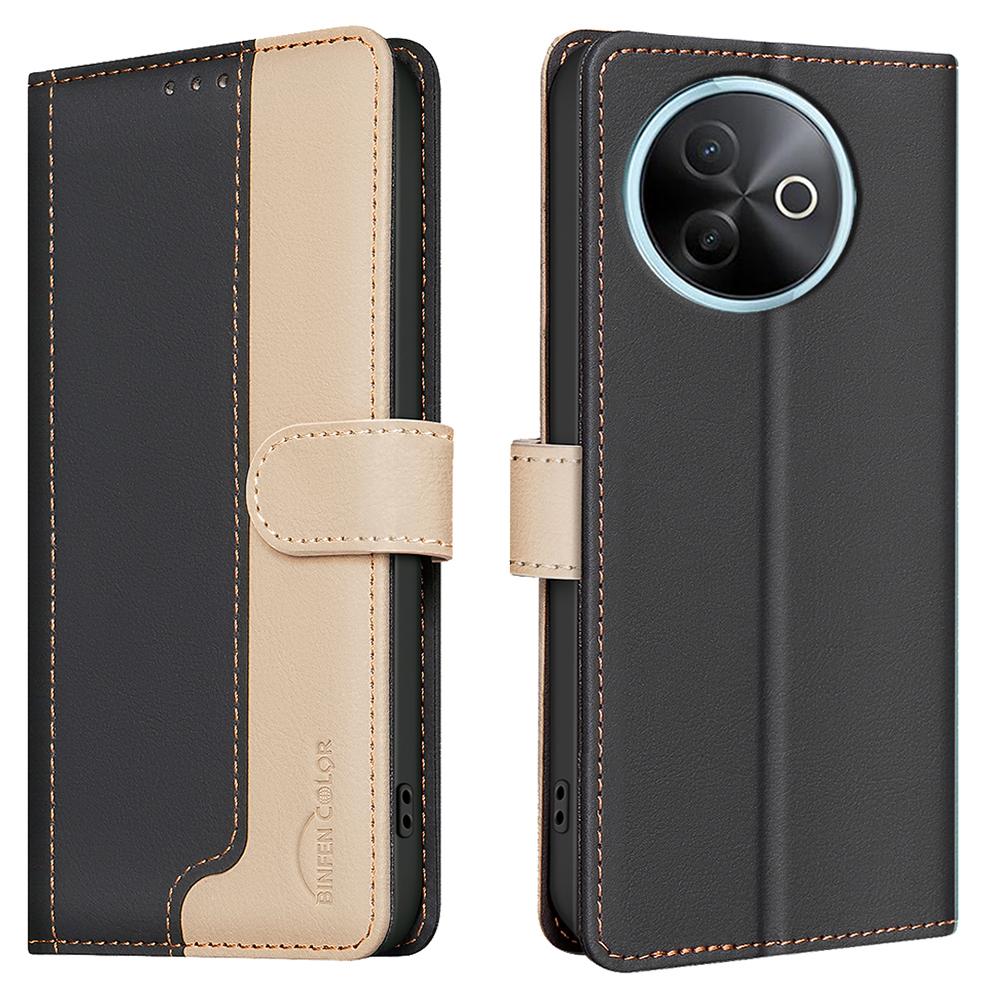 BINFEN COLOR BF33 Для vivo Y39 5G Кожаный чехол Сплайсинг цвета RFID-блокирующий кошелек Подставка Чехол для телефона