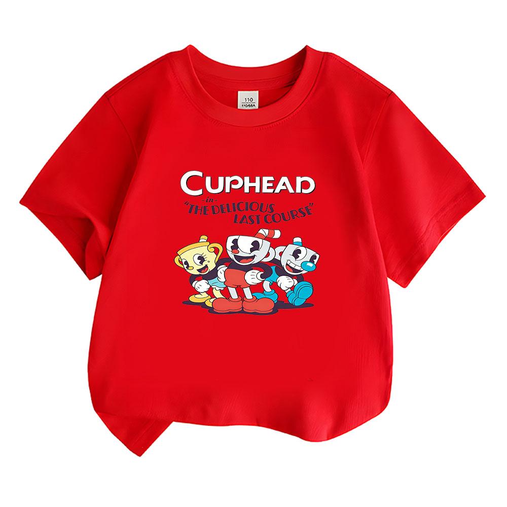 2026 НОВЫЙ Хлопковая футболка Cuphead 100% Для мальчиков и девочек С круглым вырезом Одежда Мультяшные топы Принт из манги Короткие рукава Спортивная Повседневная Детские футболки Летняя футболка с аниме