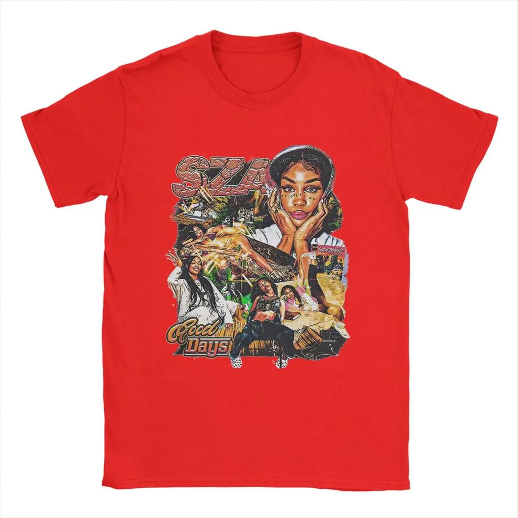 Мужская футболка SZA Good Days, забавные футболки с коротким рукавом и круглым вырезом, 100% хлопок, графические принтованные топы