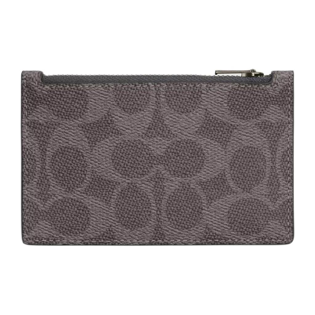Coach Signature 12 Брендовый Кошелек для карт из покрытого холста и кожи Унисекс Аксессуары Серый Угольный CV764-QBYFT