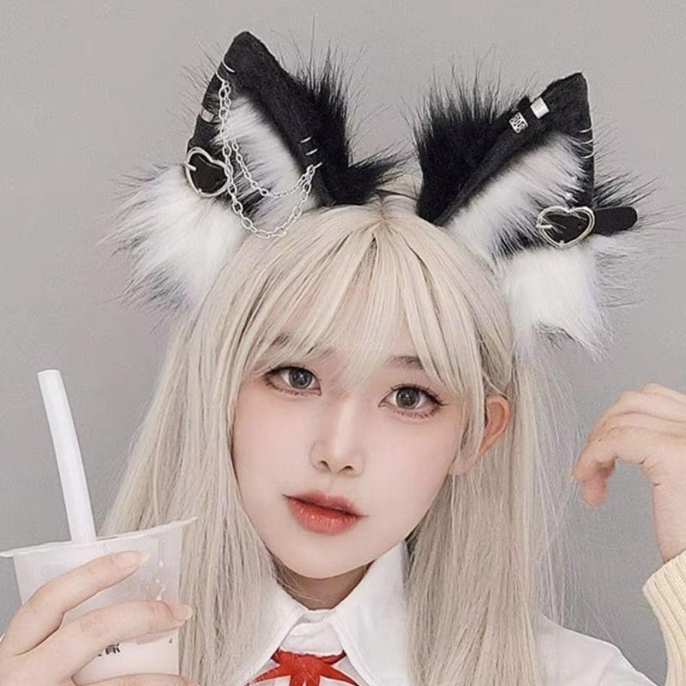 with Love Pendant Plush Headband Hairpin Halloween Cosplay Costume Cosplay Props