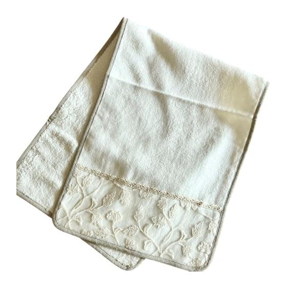 Vivienne Face Towel 25x70cm Beige Cotton Flower Series Lace Embroidery Hand Towel