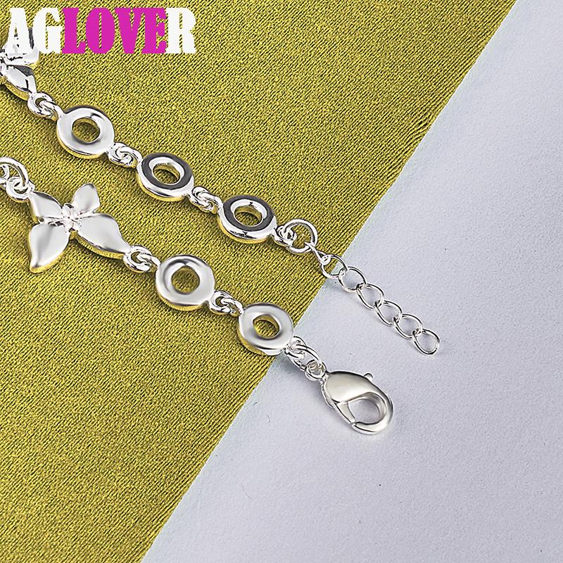 925 Sterling Silver Five Butterfly Chain Bracelet Jewelry
