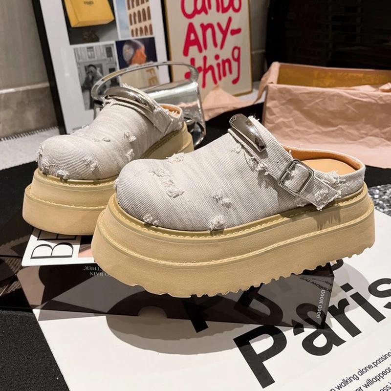 Flats Women Slippers Platform Slingback Mules Shoes Fashion Woman Sandals Summer 2025 Designer Flip Flops Dress Zapatos De Mujer