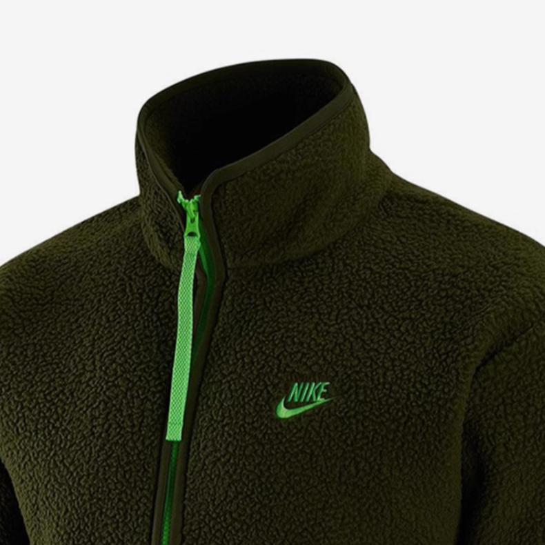 Nike Мужская флисовая куртка на молнии с вышитым логотипом, верхняя одежда, грубо-зеленая DV8183-326