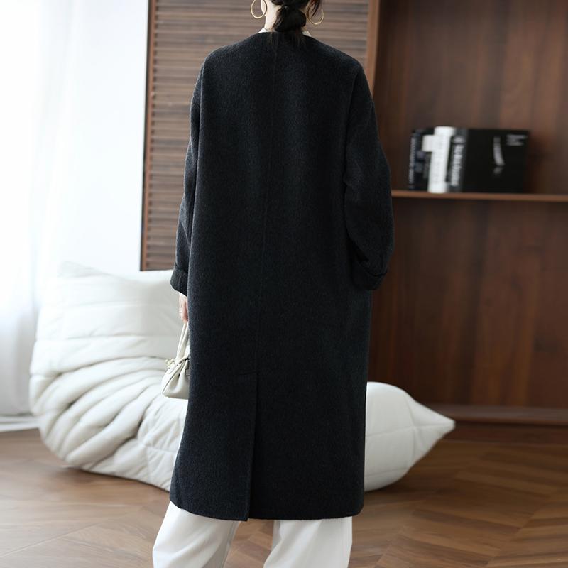 Женское пальто из 100% шерсти TIDENOVEL Осеннее шерстяное длинное пальто Ручной работы Пальто-бушлат Зимняя теплая шерстяная длинная куртка Пальто