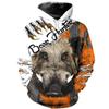 Boar Rhinoceros Dog Hunting Rabbit 3D Print Men Hooded Hoodies Hunting Hunter Sweatshirts Casual Hip Hop Spring Autumn Clothing
