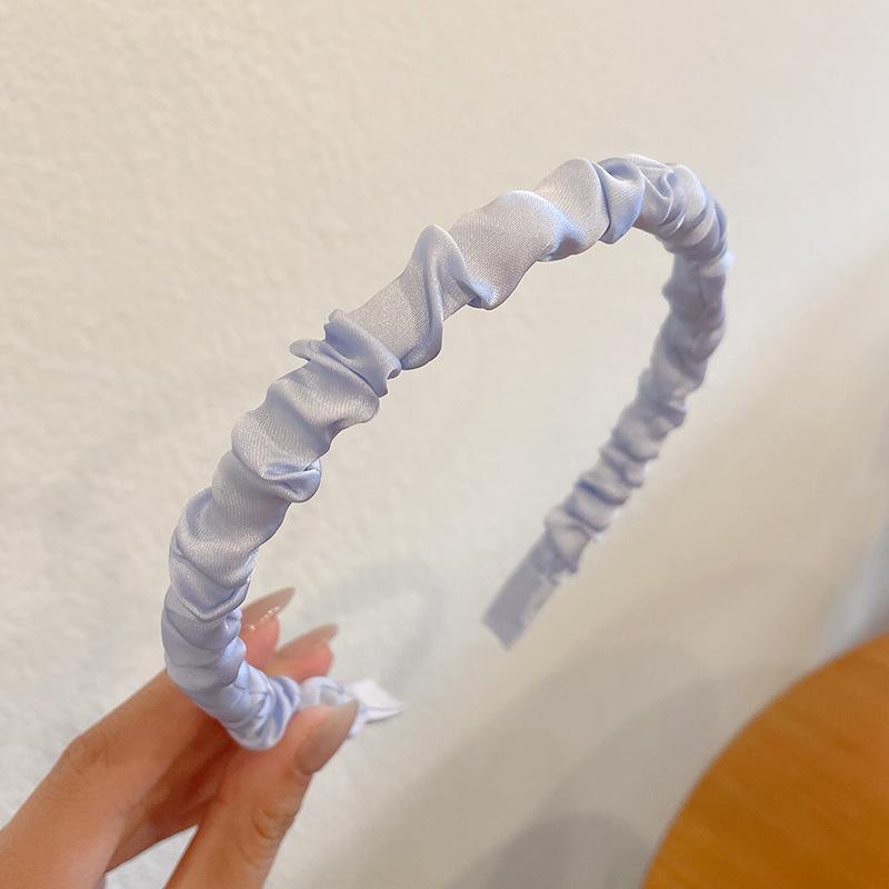 Новые модные повязки на голову женские головные уборы широкая Ободок Атласный обруч для волос Плиссированные повязки для волос Однотонные шелковистые резинки для волос Аксессуары для волос