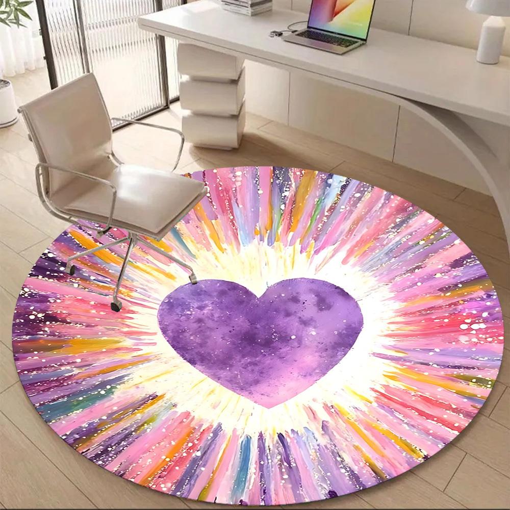1pc Heartburst Office Round Area Rug, Mat Suitable ForOffice, Under Office Chairs Bedroom Living Room Home Decor, Room Deco