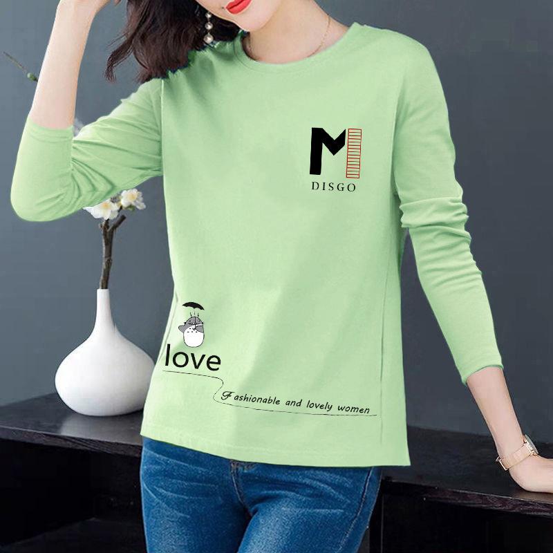 Женская весенняя мультяшная футболка с длинным рукавом, модная, простая и универсальная женская футболка для ношения под низ