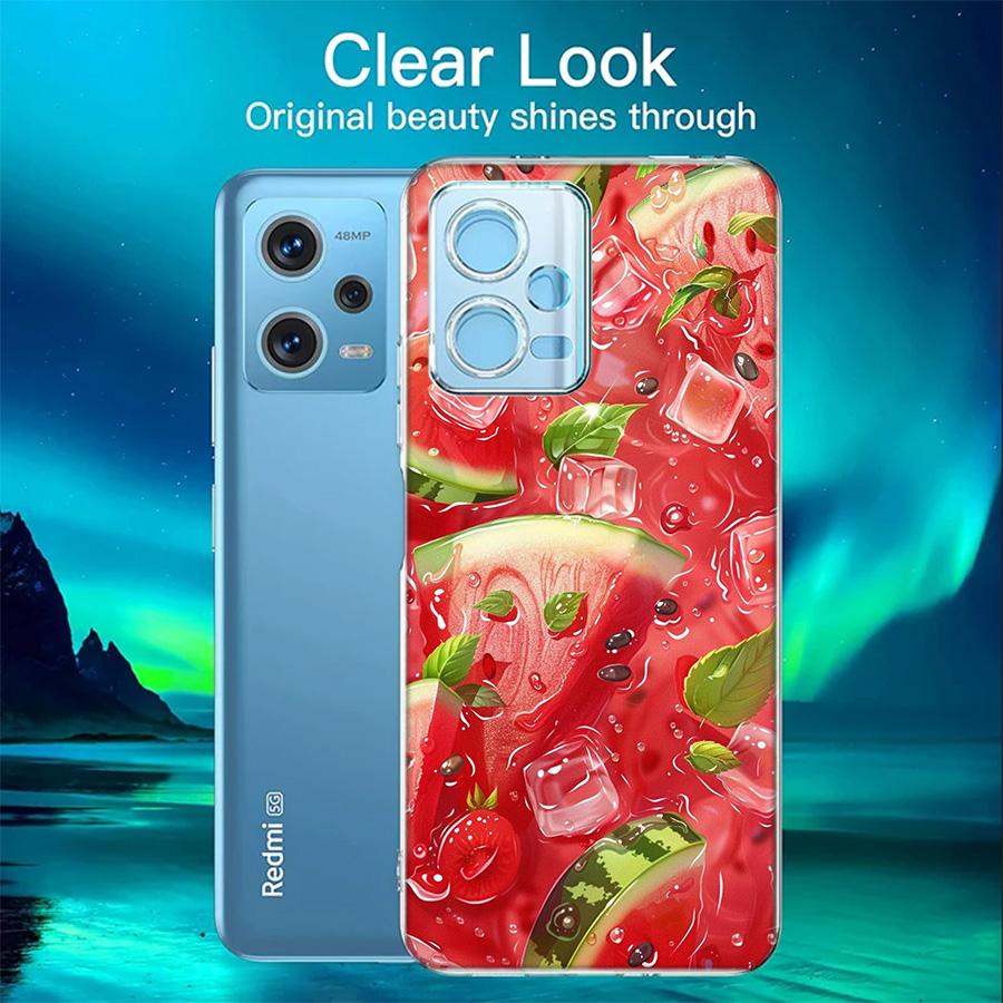 Летний арбузный чехол для телефона For Redmi 12 13C 12C 15C 9 10 10C Note 13 Pro Plus 14 15 Pro 9T 9C 9A TPU Мягкий чехол Прозрачный Ce