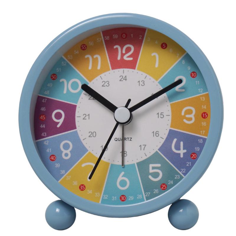 Children Rainbow Alarm Clock Cartoon Luminous Silent Non-ticking Table Clocks For Bedroom Home