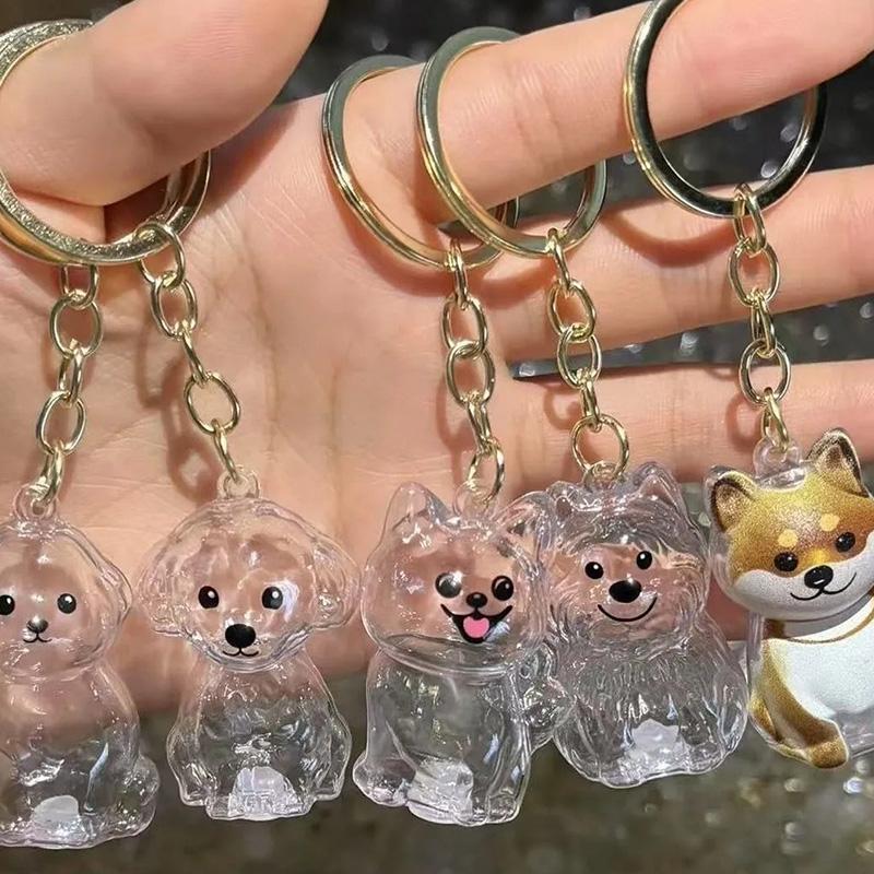 4PCS Transparent Cute Dog Hair Fur Storage Keychain Dogs Hair Storage Box Keyring Bag DIY Accessory Pet Lover Gifts Key Chains