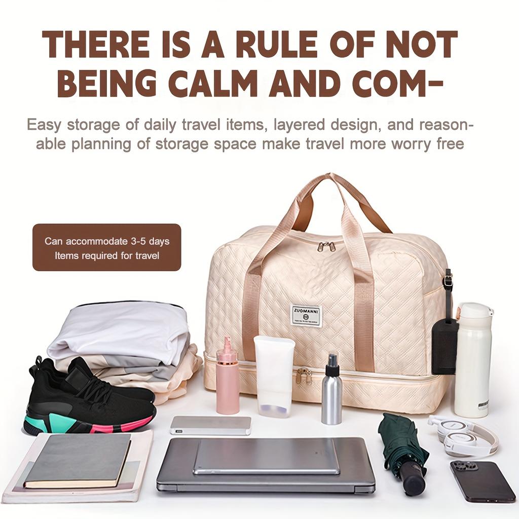 Дорожная сумка из ткани Оксфорд, стеганая, с отделением на молнии и регулируемым плечевым ремнем.