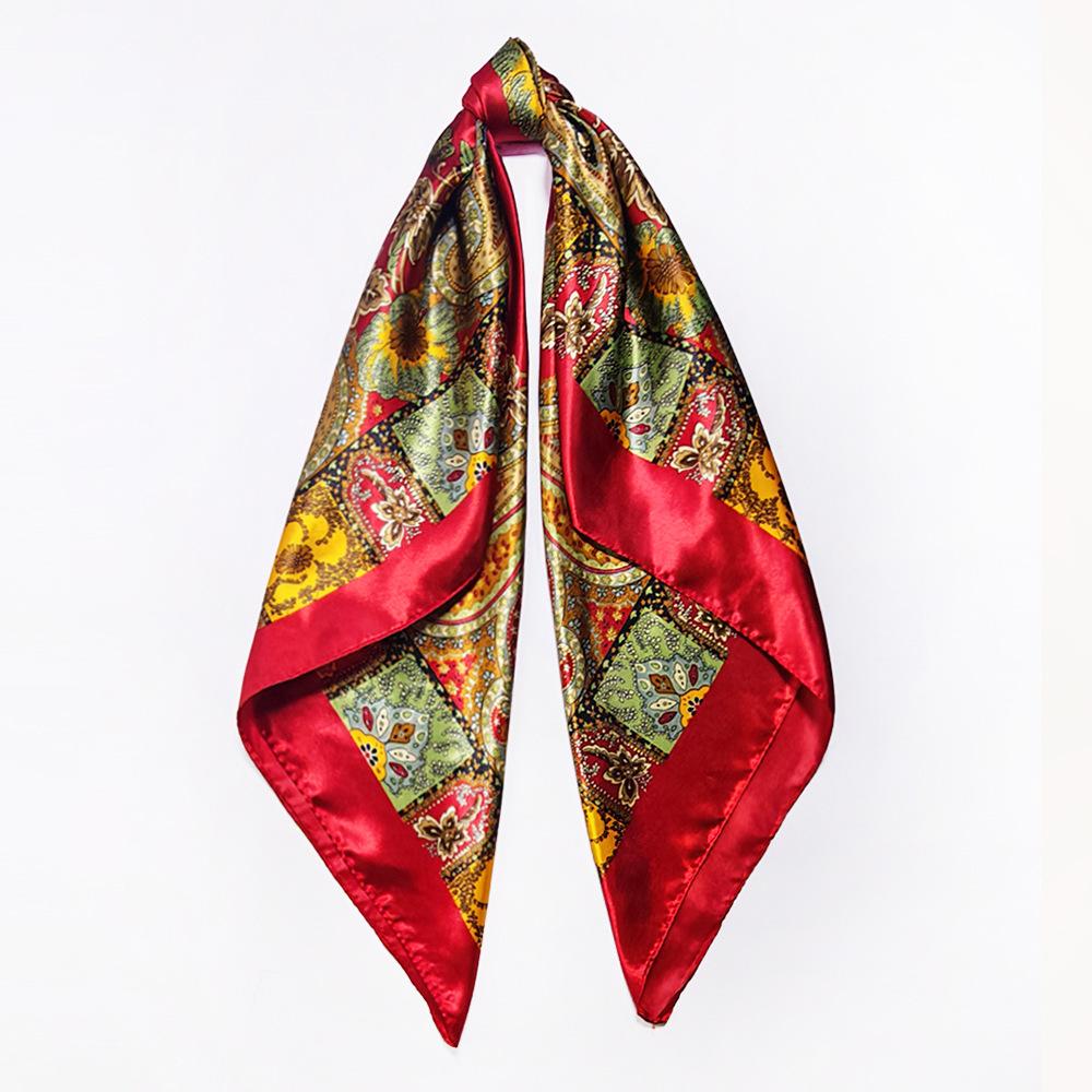 Women’s Fashionable and Versatile Faux Silk Headscarf with Cashew Nut Pattern