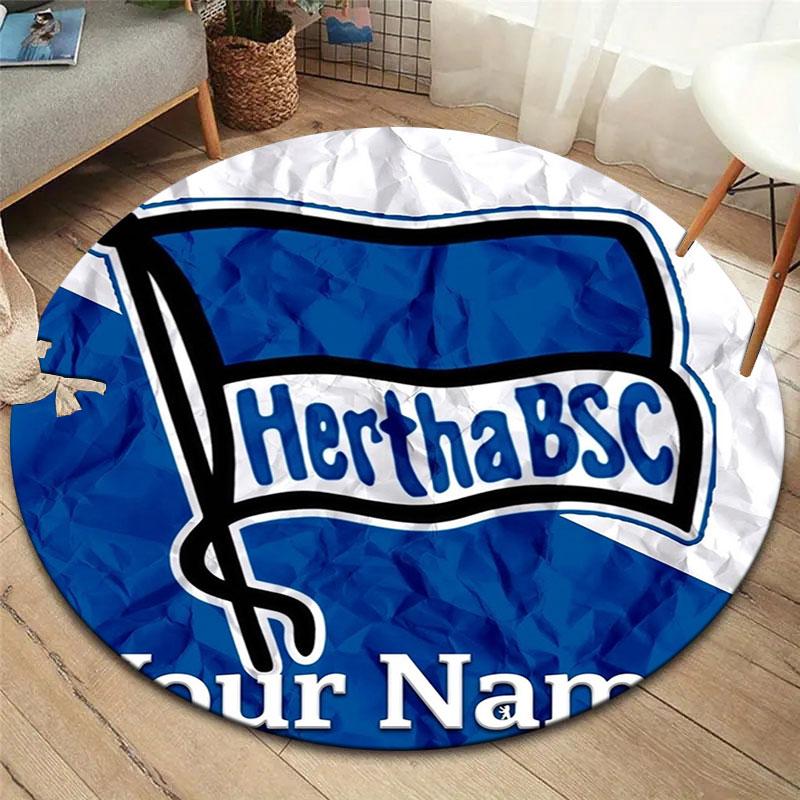 Hertha BSC Custom Name Round Area Rug,Carpet Rug for Living Room Bedroom Sofa Playroom Decor,Non-slip Floor Mat