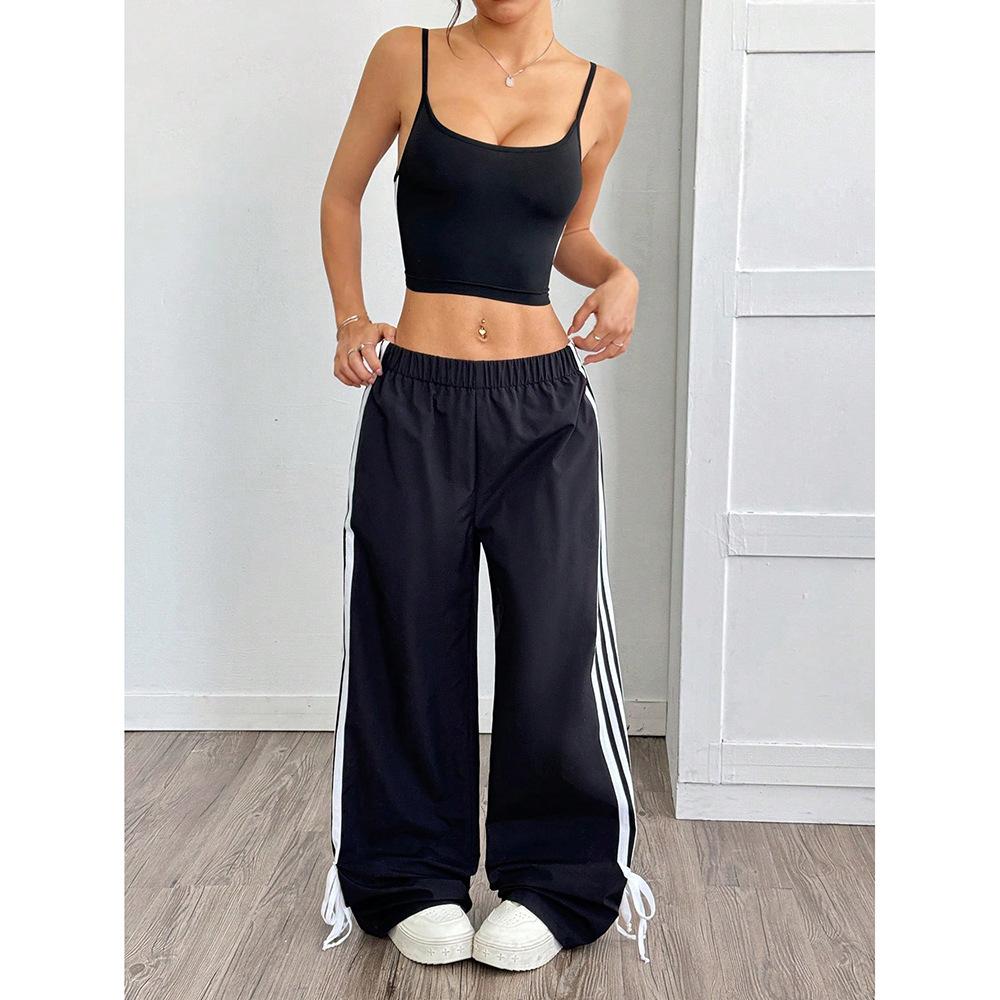 Повседневные брюки женские летние новые универсальные прямые драпирующиеся свободные широкие длинные брюки