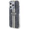 Etui do iPhone 15 Pro Guess Hardcase IML Złoty Paski Czarne