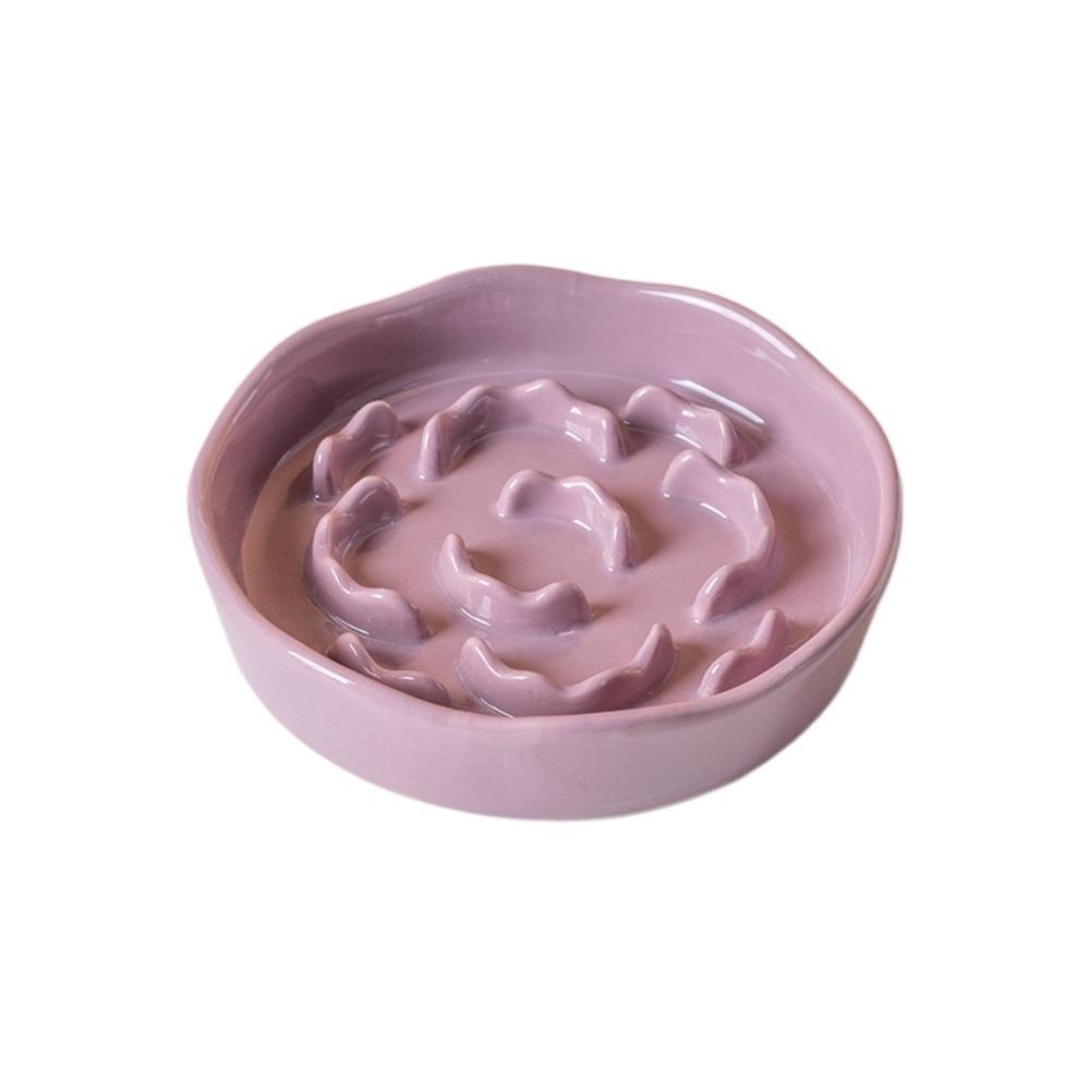 Anti Tipping Cat Slow Feeder Bowl Ceramic Dog Food Water Container for Kitten/Puppy/Bunny