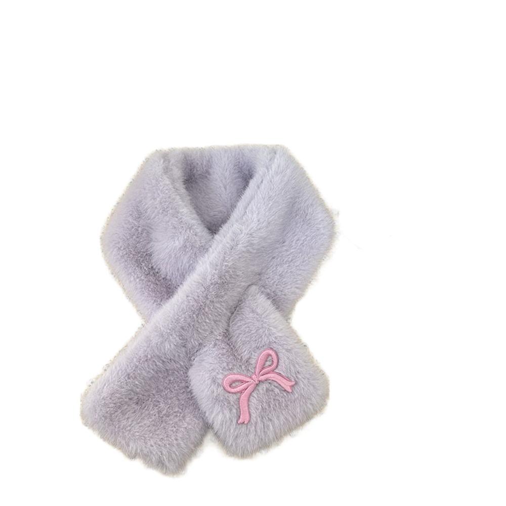Fashion Solid Color Bowknot Scarf Korean Style Warm Kids Plush Scarf Windproof Casual Anti-Cold Neckerchief Girls