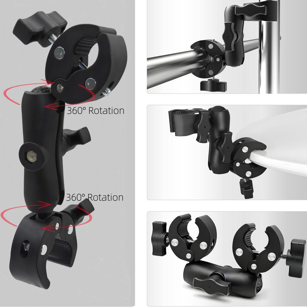 Crab Super Clamp Double Clip Camera Bracket For Dji Action6 5Pro GoPro Insta360 X5 Motorcycle Bicycle Handlebar Mount Accessory