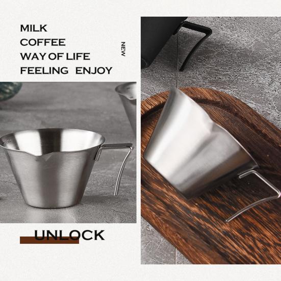 Мерная чашка для эспрессо из нержавеющей стали, 100 мл, двойная чашка для дозирования кофейных зерен, молоко