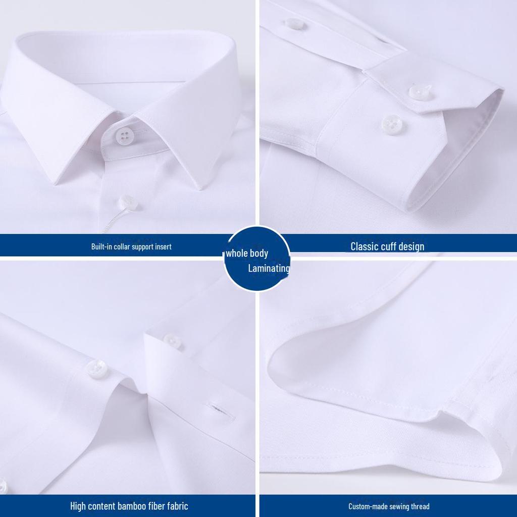 Мужская рубашка больших размеров с длинным рукавом из бамбукового волокна — дышащая и драпированная, для весны и осени