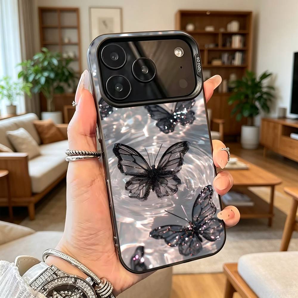 Glow in the dark Butterfly Gift Phone Case For iPhone 17,16,15,14,13,12,11 Plus,Pro Max,XS,Colorful Silver Black Cover